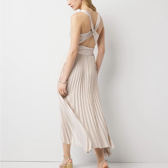 WHBM $220 Satin Pleated Midi Dress - Picture 2 of 11